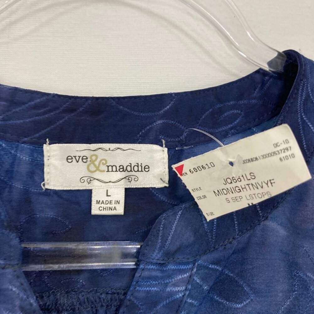 New Eve & Maddie size Large Blue Embellished‎ Stretch Babydoll Blouse - Picture 2 of 9